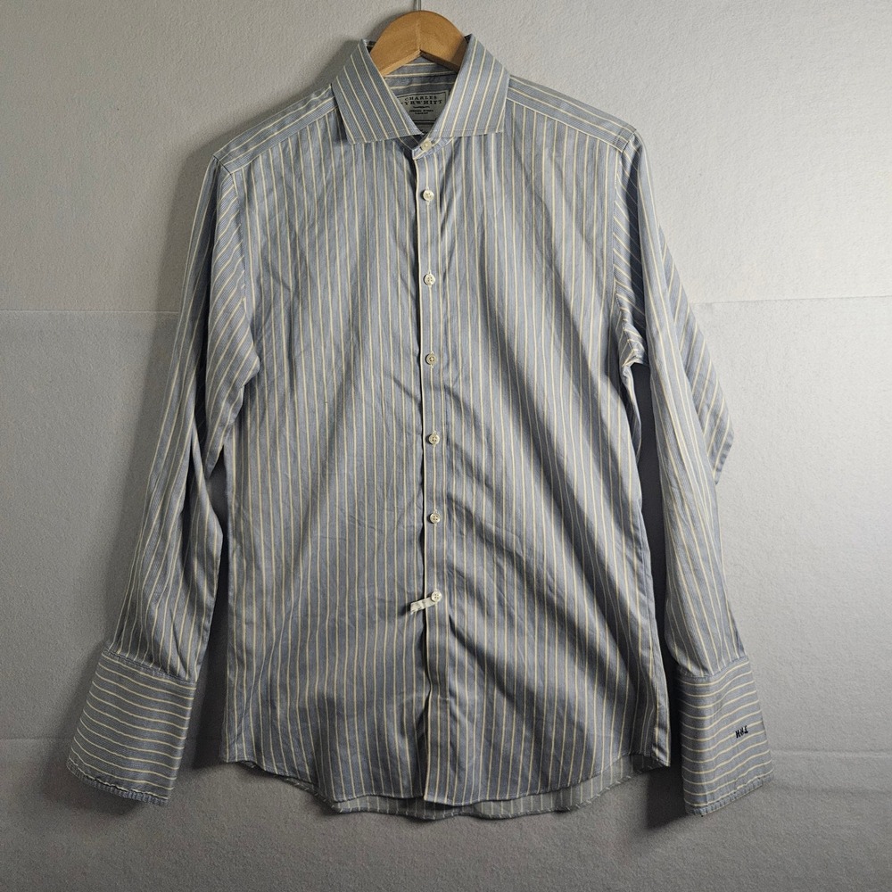 Charles Tyrwhitt Mens 16/33 Extra Slim Fit Non Iron Striped‎ French Cuff Shirt